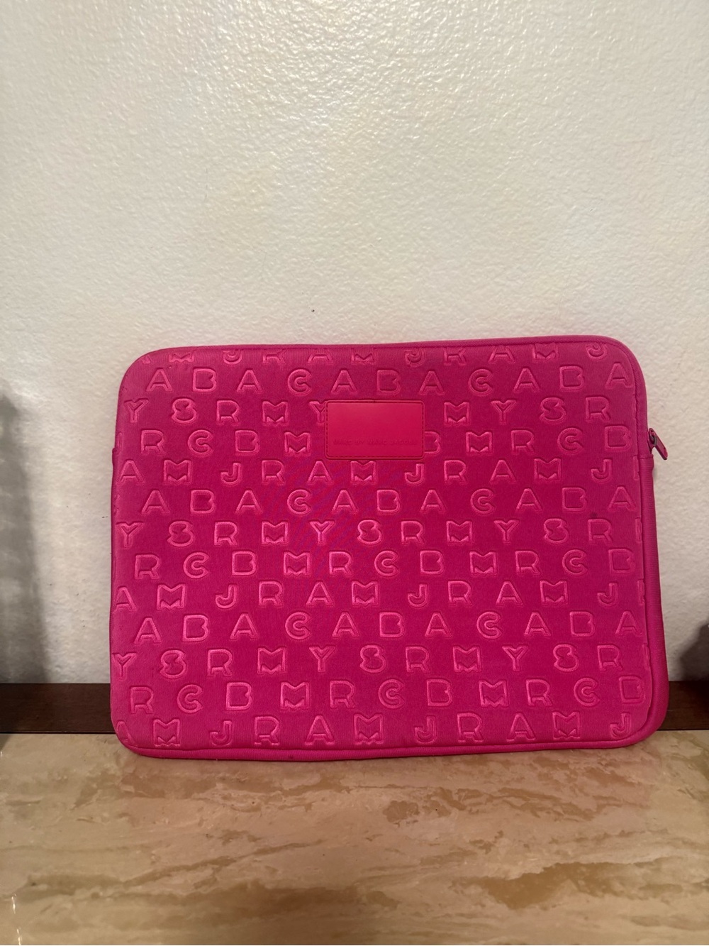Marc Jacobs Hot Pink Embossed Laptop Sleeve